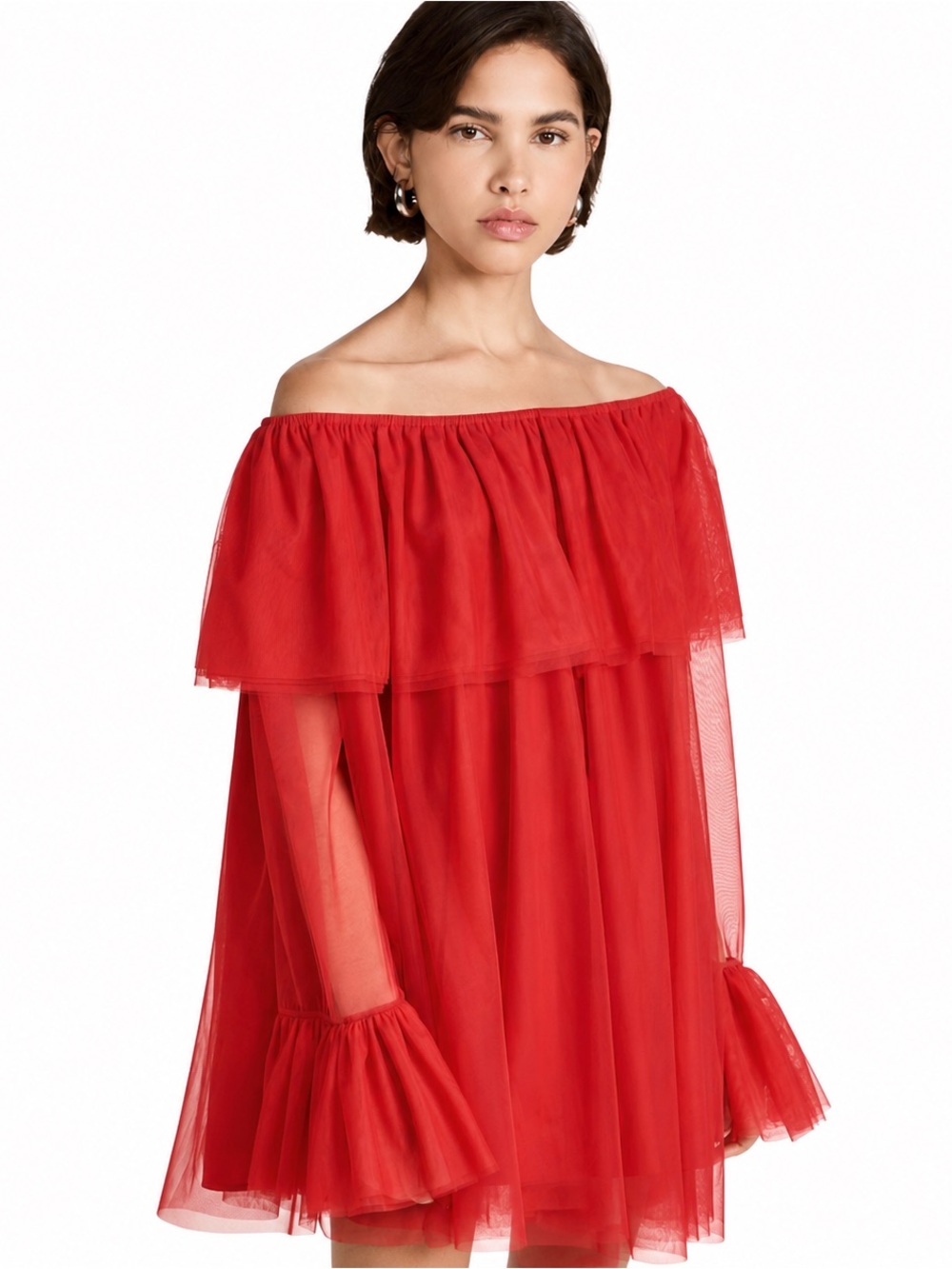 Caroline Constas Thelma Black Chiffon Off Shoulder Mini Dress Size XS